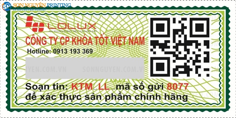 Mẫu in tem truy xuất nguồn gốc SMS